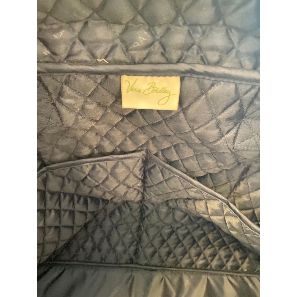 Vera Bradley Quilted Cotton Floral "Lucky You" Green Navy White Travel Weekender - Picture 5 of 8